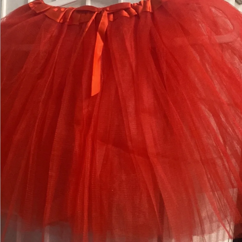 Red Tulle Circle Skirt with Ribbon Waistband